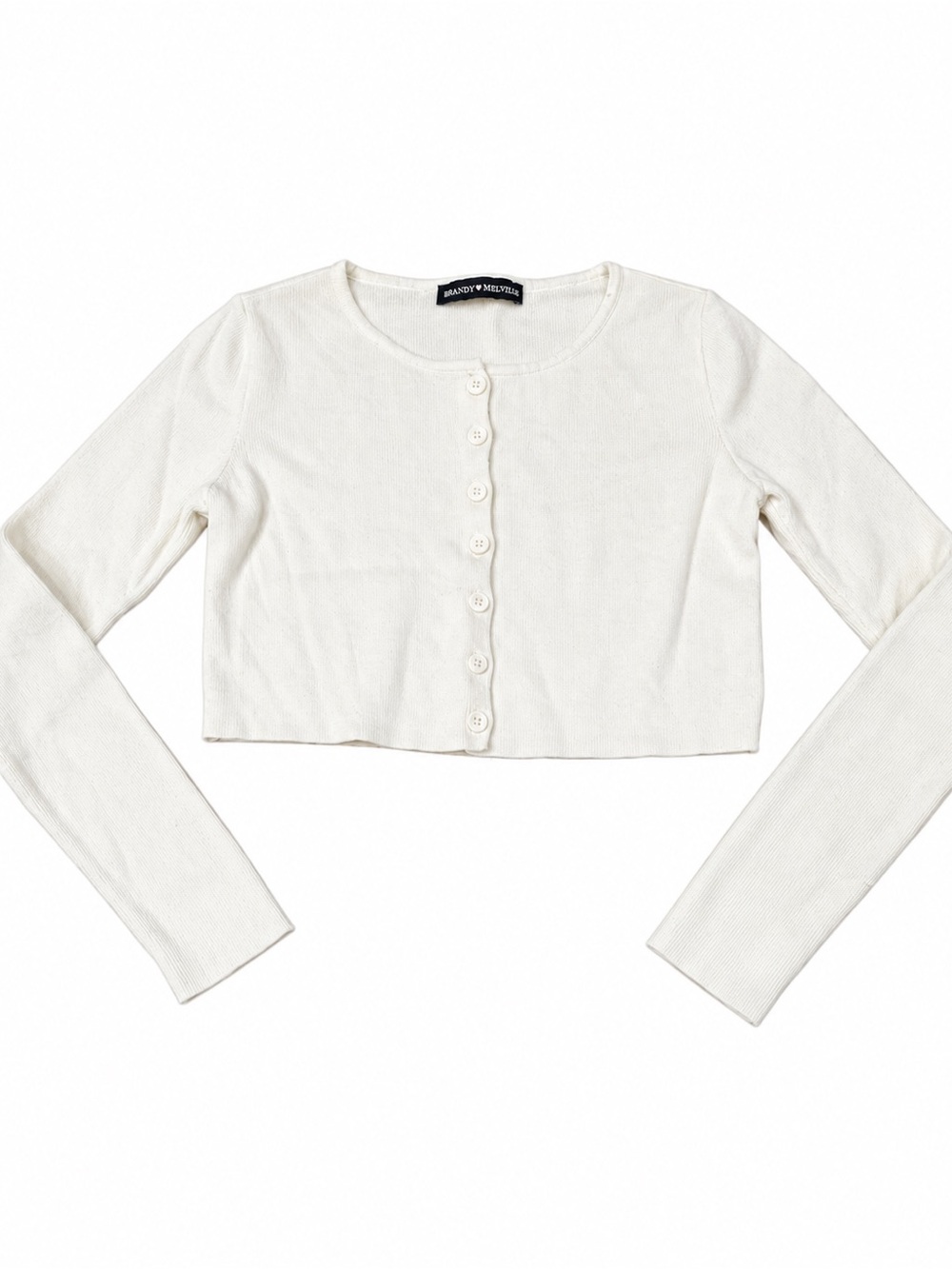 Brandy Melville white cropped long sleeve button-front sweater/cardigan. Size S